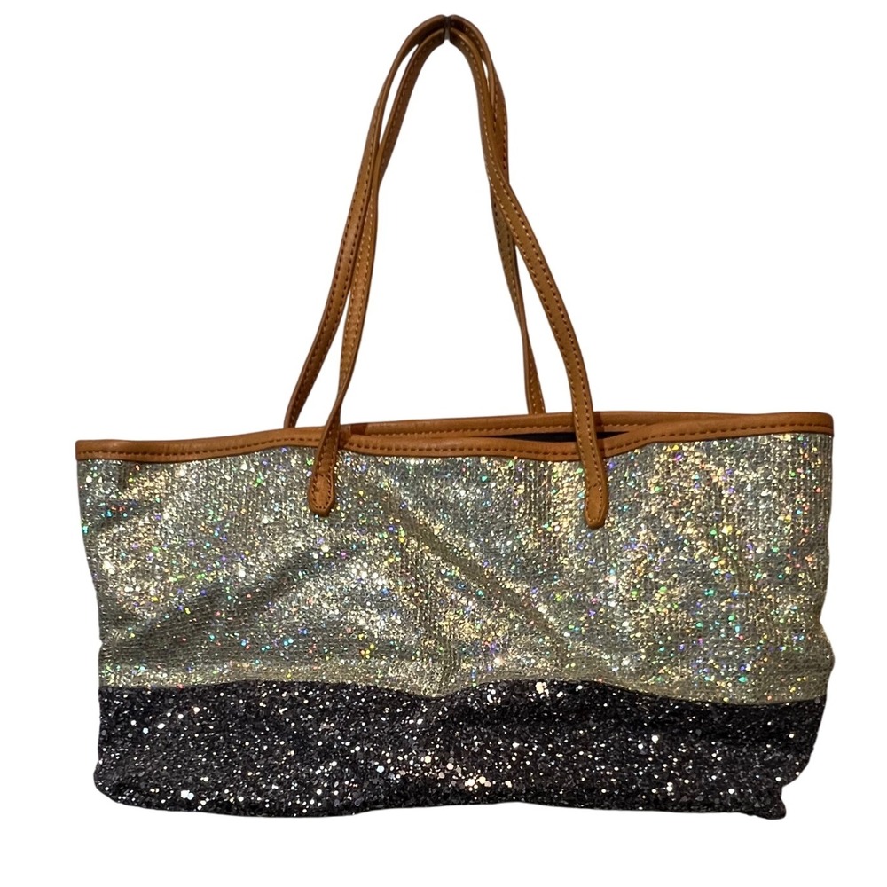 Crewcuts Girls Sequin Tote‎ Bag Shimmer Sparkle Blue Silver Purse Handbag